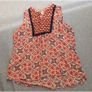 fig and flower Women’s Multicolor Geometric Square Neck Blouse Large